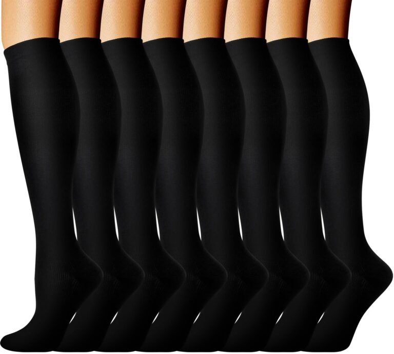 8 Pairs Compression Socks Men Women 20-30 mmHg Knee High Compression Stockings for Sports Nurse Travel
