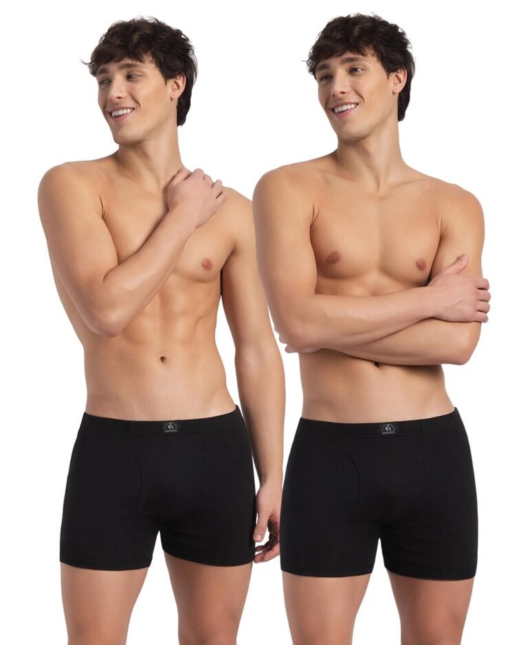 Jockey 8008 Men Super Combed Cotton Solid Long Trunk Boxer Brief(Pack of 2)