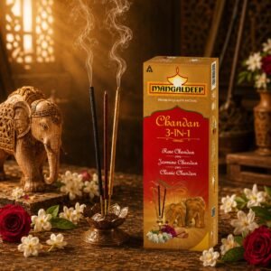 Mangaldeep 3in1 Agarbatti – Soothing Fragrances of Classic Chandan, Rose & Jasmine (226g)