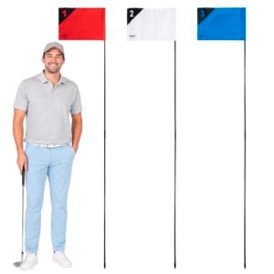 GoSports Golf Flags 3 Pack – Great for Practice and Backyard Family Golf Games, Multicolor