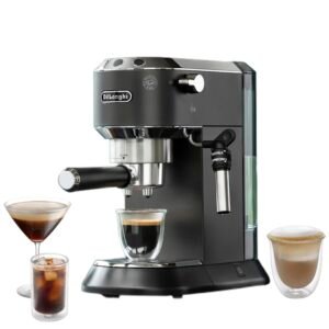De’Longhi Dedica Style Espresso Machine with Milk Frother, 15-Bar Pressure, Original Italian Barista Style Coffee Maker for Home, Make Espresso, Latte, Cappuccino & Iced Coffee, Black, EC685.B