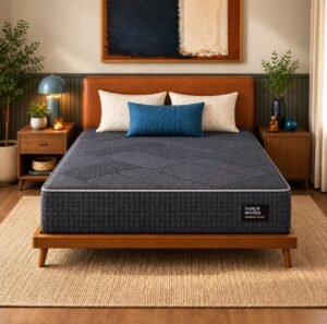 LOOM & NEEDLES 78x72x8 Inches King Size Mattress | Reactive Dual Comfort Pocket Spring Mattress | 5 Zoned 7 Layer Orthopedic Medium Firm Bed Mattresses | HD Memory Gel Foam Gadda