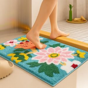 Roseate Nature Super Soft (40×60 cm) Microfibre 2000 GSM Bath Mat Super Absorbent Anti Skid Door Mats for Home/Bathroom/Bedroom/Kitchen/Floor Mat (Green) Pack of 1