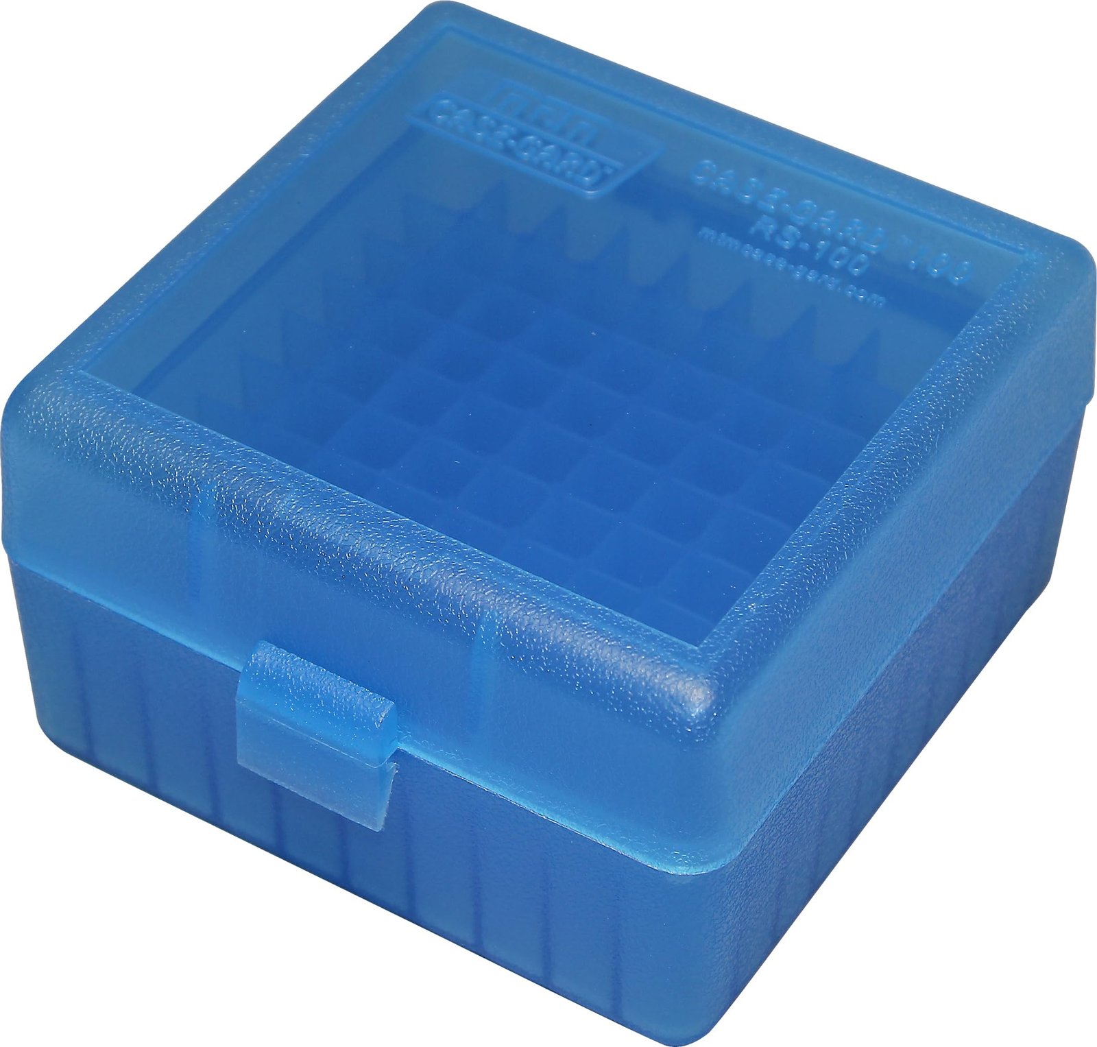 MTM 100 Round Rifle Ammo Box 17, 204, 223, 5.56×45, 6×47, Clear Blue