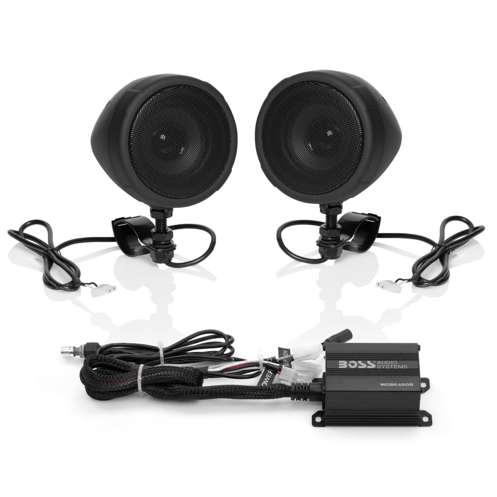 Boss Audio Systems MCBK420B Bluetooth Enabled, 600 Watt, All Terrain Speaker and Amplifier System, Set of 2 (Black)