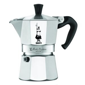 Bialetti Exclusive Moka Pot, Premium Italian Stovetop Espresso Maker, Italian Made; Moka Pot/Percolator/Coffee Maker/Mocha Pot for an Authentic Italian Coffee (Silver, 3 Cup)
