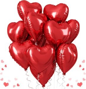 AMFIN (Pack Of 10) 18 Inch Red Heart Shaped Balloons/Heart Shaped For Decoration/Valentine