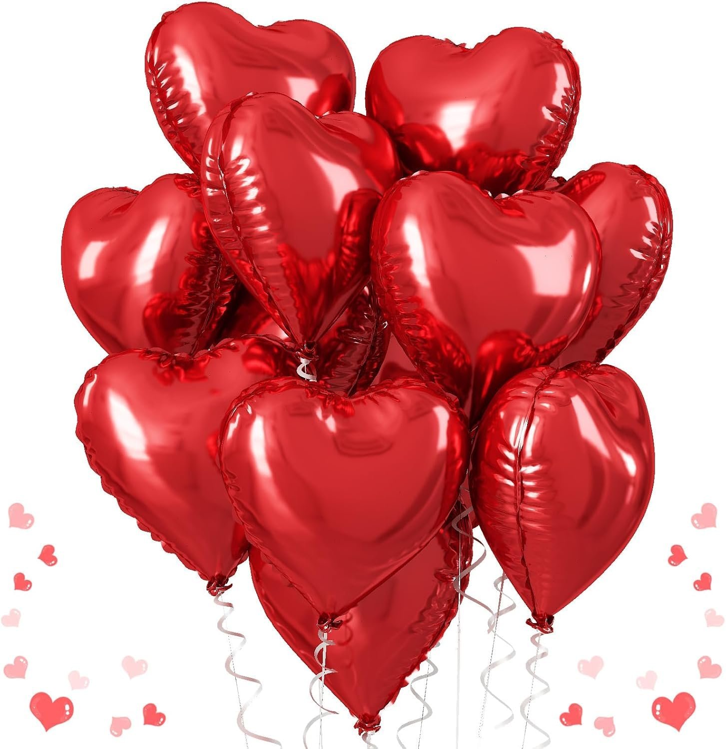 AMFIN (Pack Of 10) 18 Inch Red Heart Shaped Balloons/Heart Shaped For Decoration/Valentine