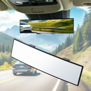 BOOMIBOO Universal 11.81 Inch Panoramic Convex Rear View Mirror, Clip-on, Wide Angle and Convex Design, Car, SUV, Truck, Automotive Interior Mirrors