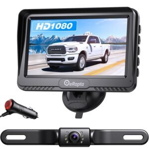 eRapta Backup Camera ERT01 with 4.3 inch Monitor License Plate Back Up Camera for Car Pickup Truck SUV Rear View Camera Backing Reverse Camera Crystal Clear Image IP69 Waterproof Nice Night Vision