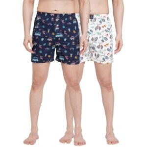 Urban Scottish Ultra-Comfortable Men’s Boxer Pants (Pack of 2), 100% Cotton with Stylish Print, Soft & Stretchy Elastic Waist Band, Dynamic Movement & Hardwearing Stitching,Breathable Gentle Snug Fit