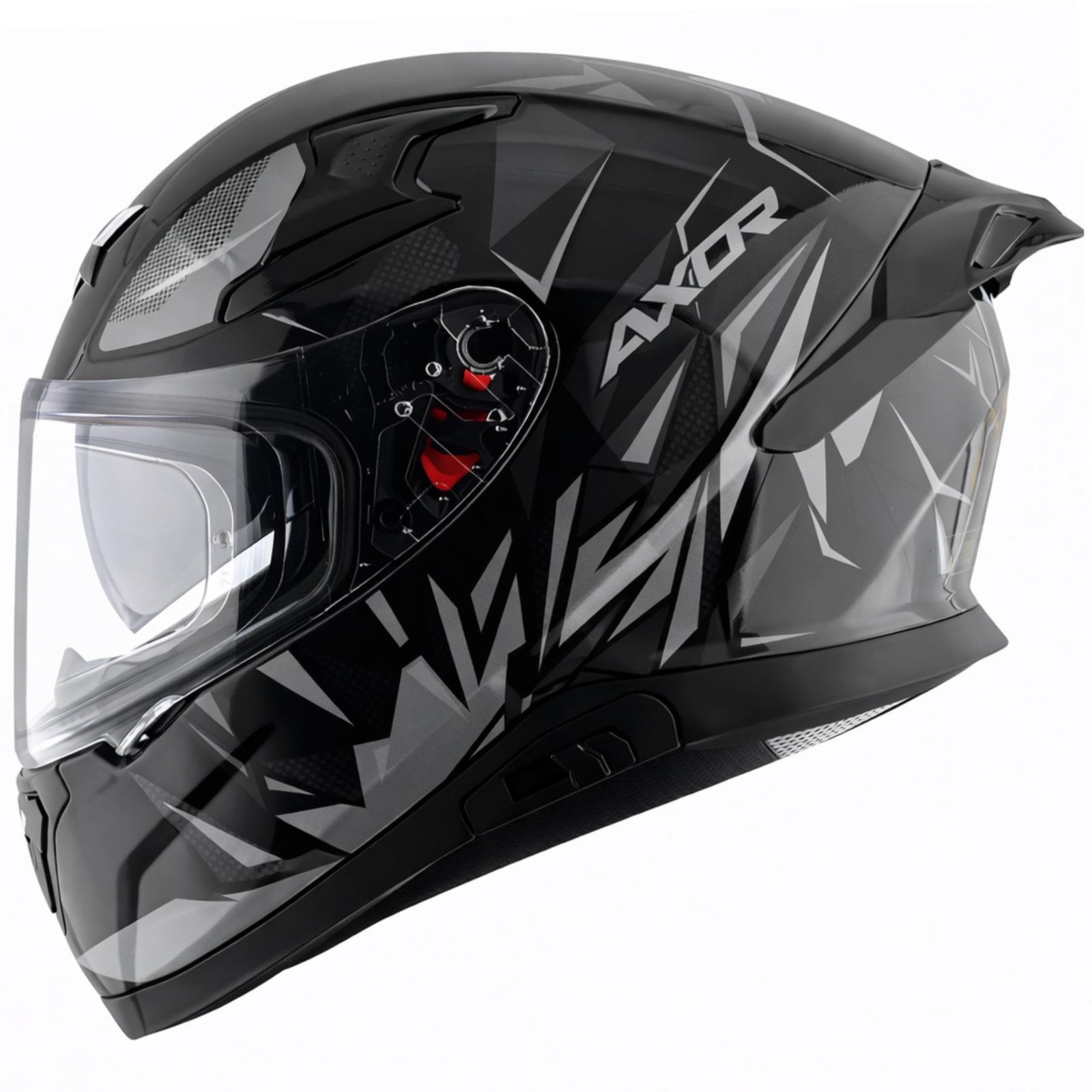 Axor Apex Hunter ISI ECE DOT Certified Full Face Dual Visor Helmet for Men and Women with Pinlock Fitted Outer Clear Visor and Inner Smoke Sun Black Grey Helmet-L