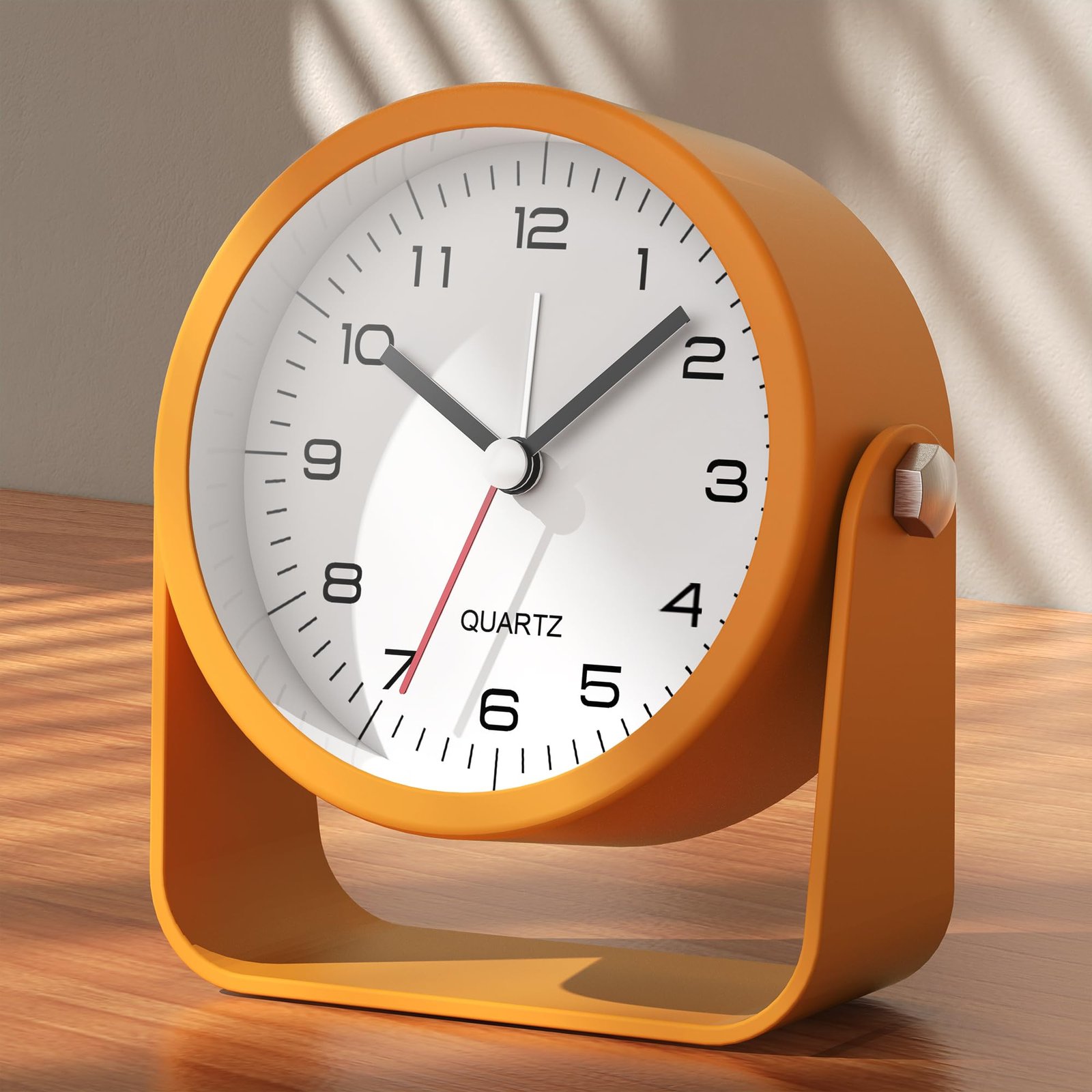 AYRELY® 3.5 Inch Small Analog Alarm Clocks,Battery Operated Desk Clock,Cute Table Clock with Lightï¼ŒAdjustable Angle for Travel,Bedside,Bedroom,Kids,Living Room Decor(Orange)