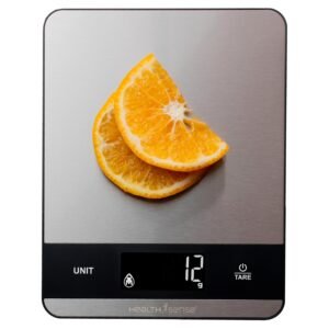 HealthSense Weight Machine for Kitchen, Kitchen Food Weighing Scale for Health, Fitness, Home Baking & Cooking with SS Platform, Touch Button, Tare Function & 1 Year Warranty – Chef-Mate KS 50