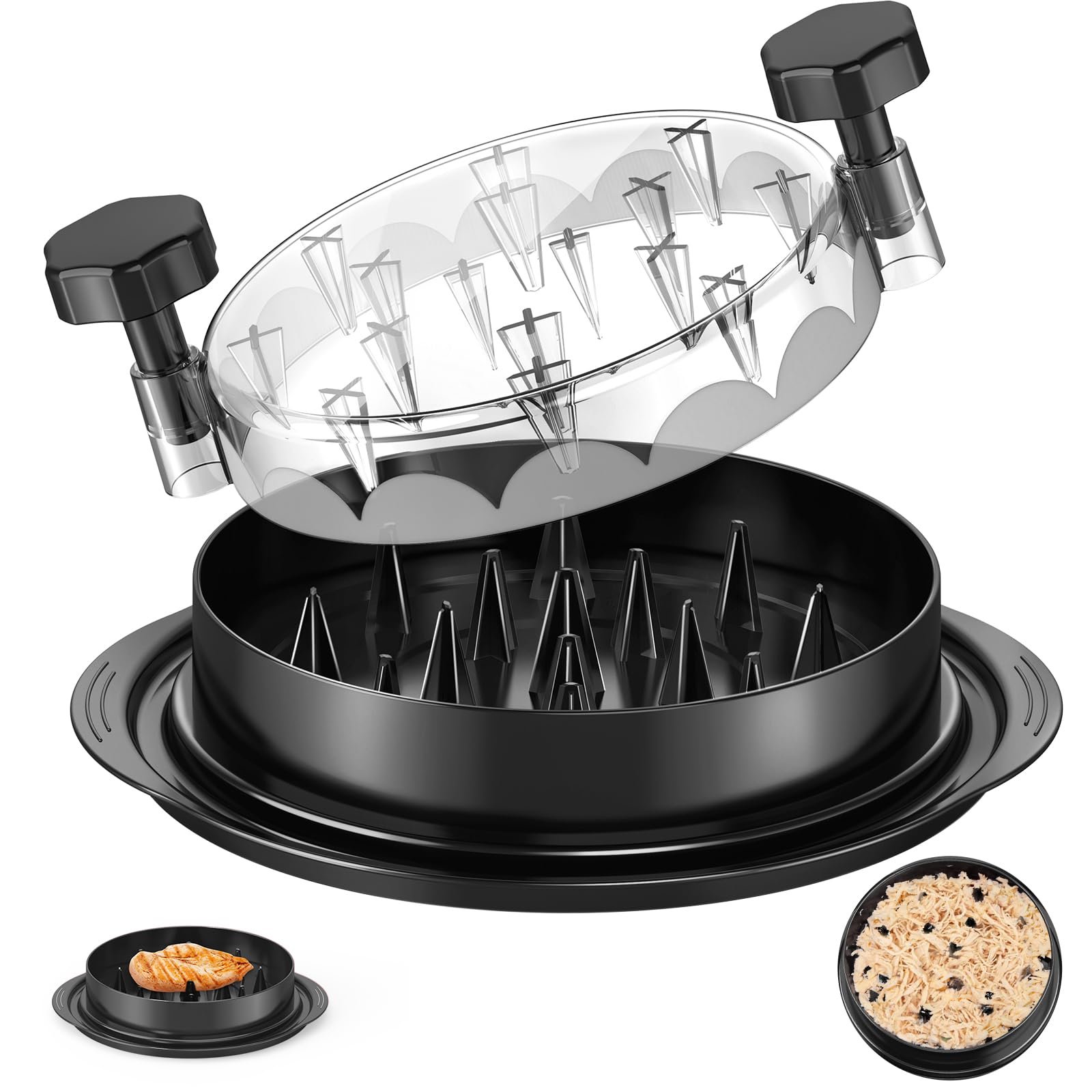 SoulLife Chicken Shredder Large Chicken Breast Shredder Tool Twist with Brush&Fork (Black)