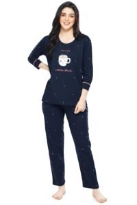 ZEYO Night Suit for Women’s Printed Cotton Night Dress of Top and Pajama Set (Available in Plus Size)