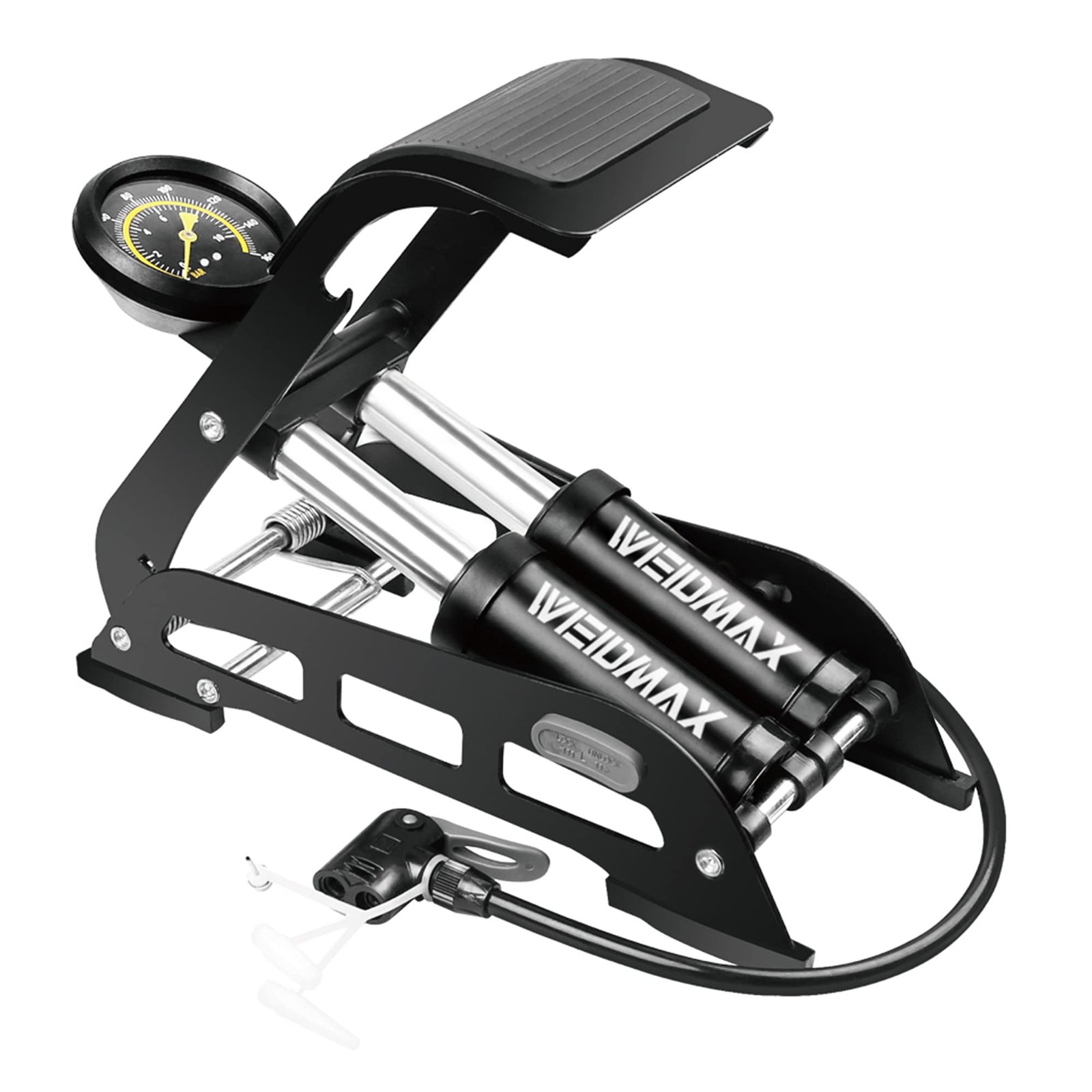 Weidmax Double Cylinder Pedal Pump Bicycle Pump with Double Cylinder Foot Pump for Bike Portable Air Pump for Bicycle Floor with Pressure Gauge and Intelligent Valve Head
