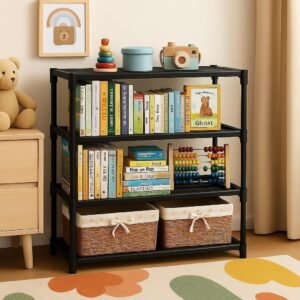 YouCopia Book Self – 4 Layer Portable Book Shelf, Kids Books Racks for Home Plastic, Bookshelf for Home, Book Shelves, Book Stand, Book Organizer, Book Rack for Study Room