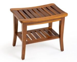 Ala Teak Indoor Outdoor Patio Garden Yard Bath Shower Spa Waterproof Stool Bench Fully Assembled