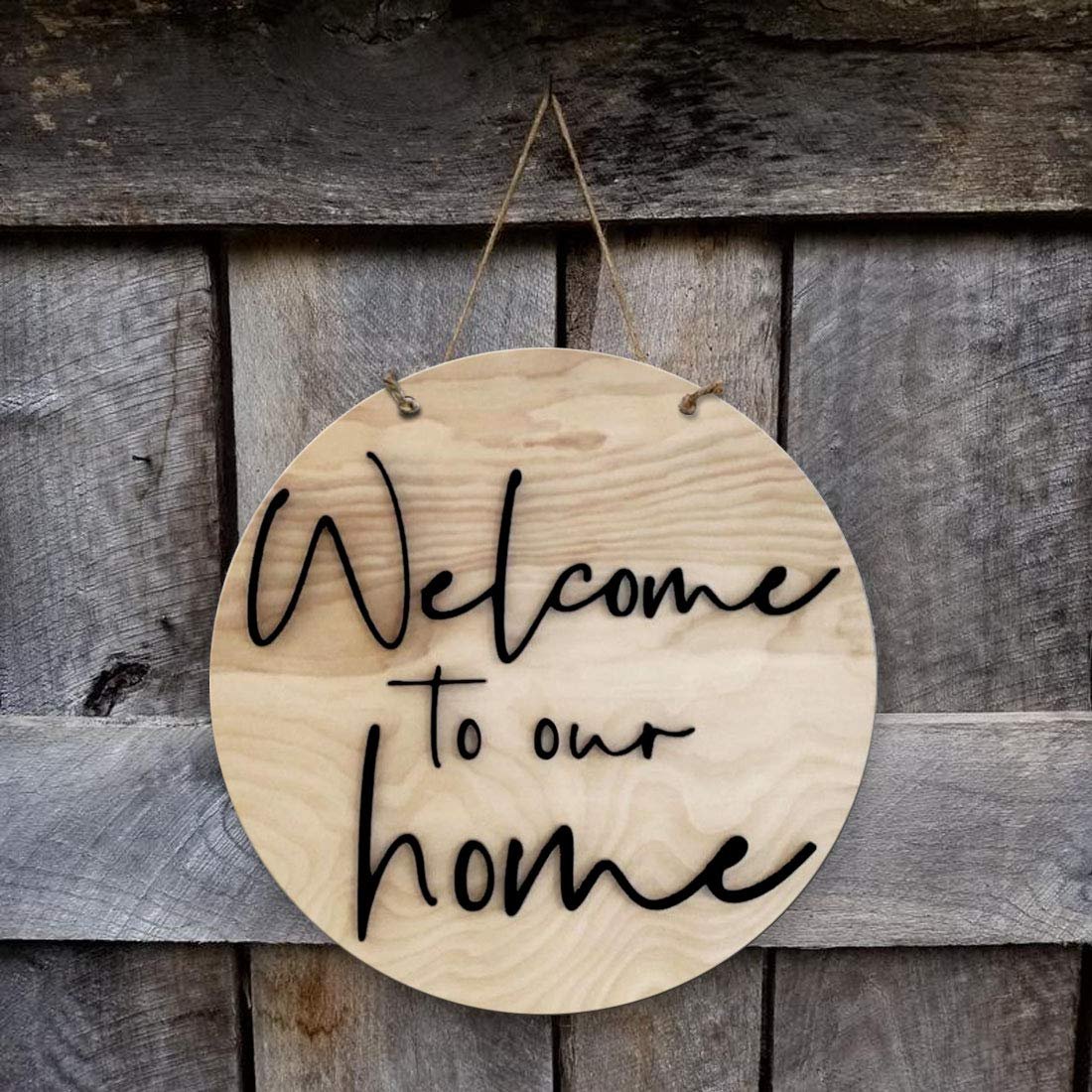 Shraddha Saburi Artwork Round Sign, Wood Sign, Tin Sign, Welcome to our home, Door Decor, Wall Decoration, Wall Décor | Door Hanging | wall hanging | welcome sign, wall art (10.5 x 10.5 Inch) Home Decoration