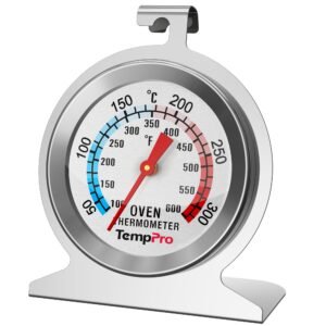 ThermoPro Oven Thermometer, 50-300°C/100-600°F Food Thermometer for Inside Oven with Upgraded 431 Stainless Steel, Pizza Oven Temperature Gauge for Baking Grilling Cooking Thermometer