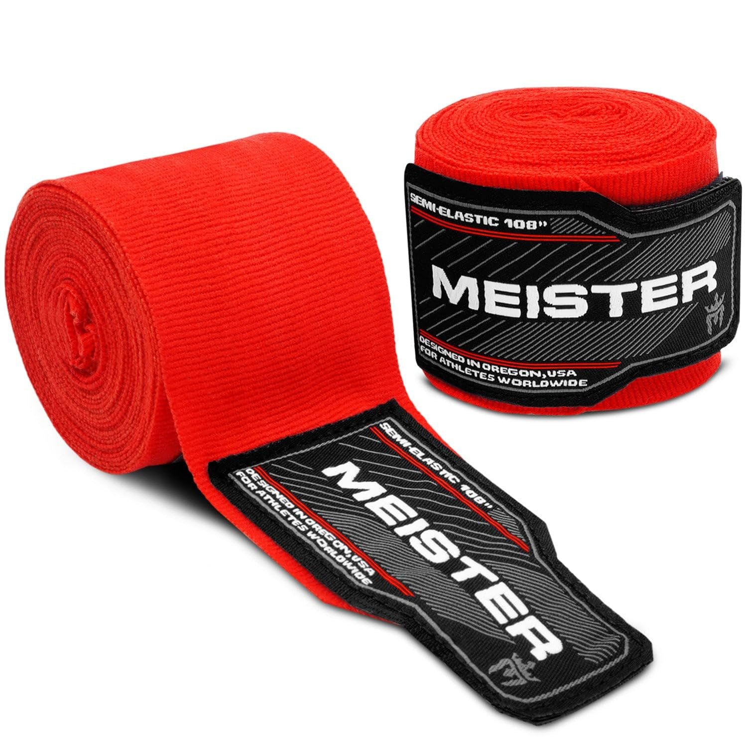 Meister MMA Junior 108 Inch Elastic Cotton Hand Wraps for MMA & Boxing (Pair) – Red