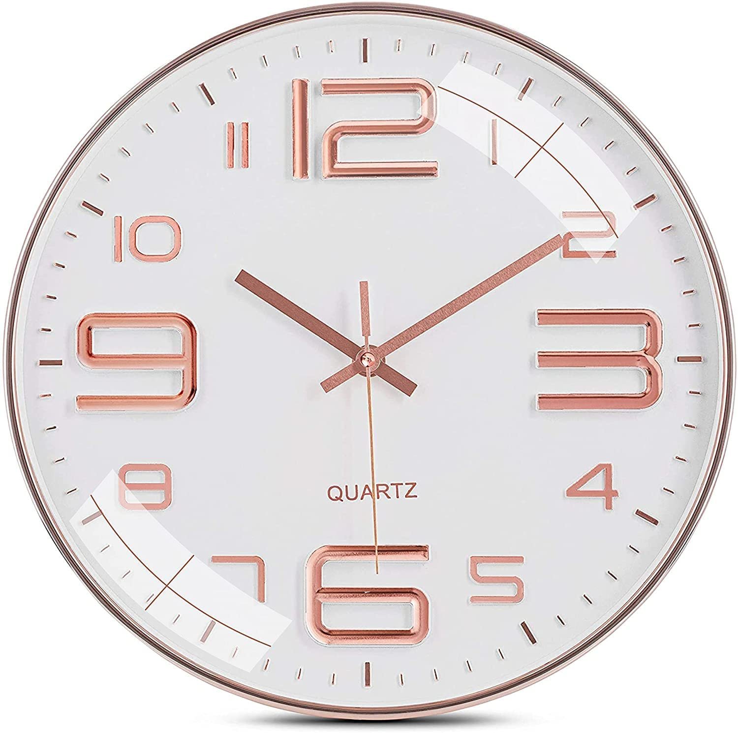 TEKCOOL Wall Clock 12″ Silent Quartz Decorative Latest Wall Clock Non-Ticking Classic Clock Battery Operated Round Easy To Read For Room/Home/Kitchen/Bedroom/Office/School – Analog,Plastic Rose white’