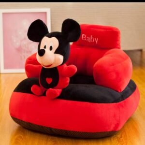 Soft Plush Baby Sofa Seat Rocking Chair for Kids | Cushioned Infant Floor Seat | Comfortable Baby Sitter | Portable Toddler Seating | Chair for 0–2 Years | Red & Black