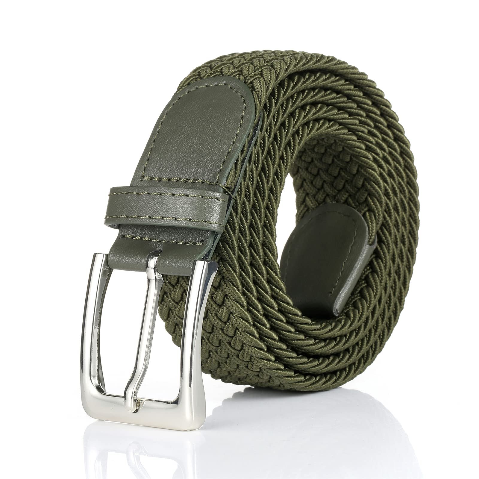 Elastic Braided Belt, 1 3/8″, Woven Stretch Belt for Golf Casual Jeans Shorts Pants