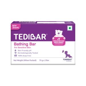 Tedibar Baby Bathing Bar | For Baby’s Sensitive Skin | Gentle Cleansing, Skin-friendly, pH 5.5, 75gm, Pack of 2