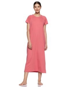 Amazon Brand – Symbol Women Cotton Calf Length Regular Fit Nighty | Night Dress (Available in Plus Sizes)