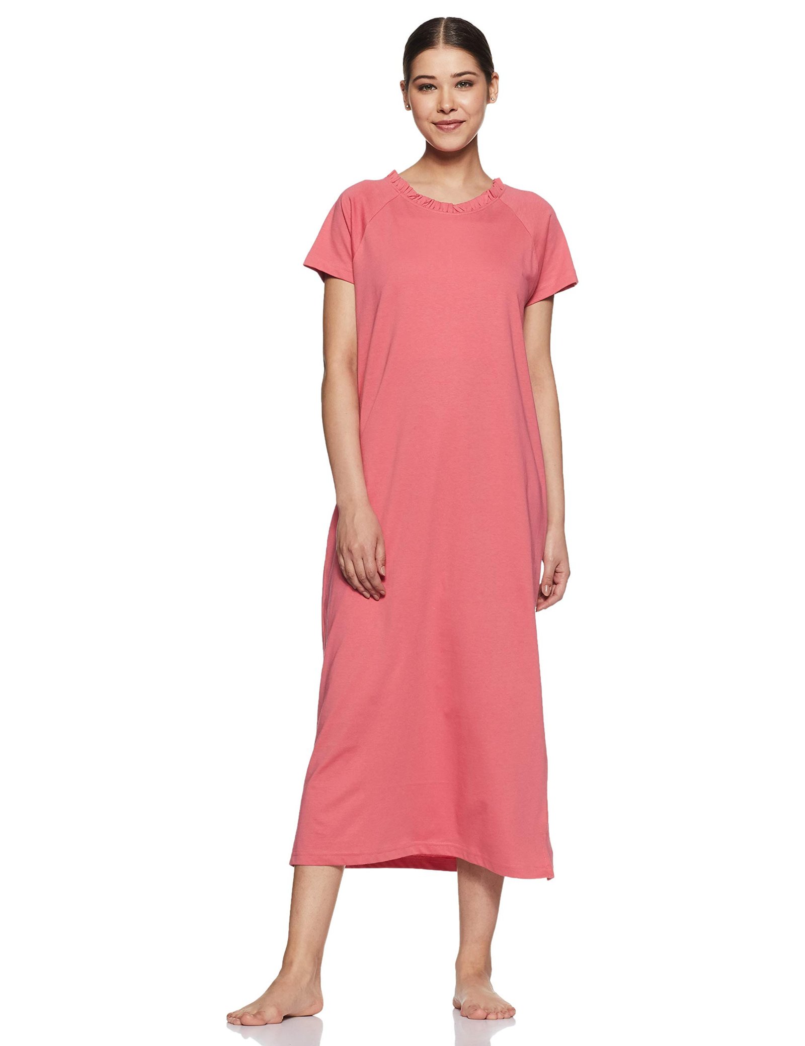 Amazon Brand – Symbol Women Cotton Calf Length Regular Fit Nighty | Night Dress (Available in Plus Sizes)