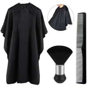 JANYUN Professional Hairdressing Cape with Neck Dust Brush, Hair Cutting Cape and Hairdressing Comb, Salon Accessories for Men and Women