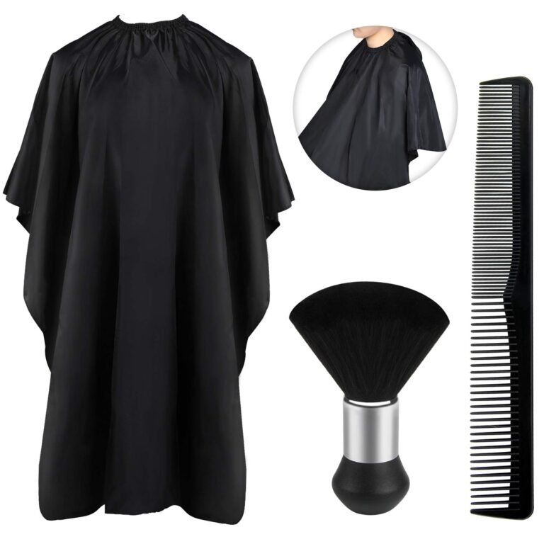 JANYUN Professional Hairdressing Cape with Neck Dust Brush, Hair Cutting Cape and Hairdressing Comb, Salon Accessories for Men and Women