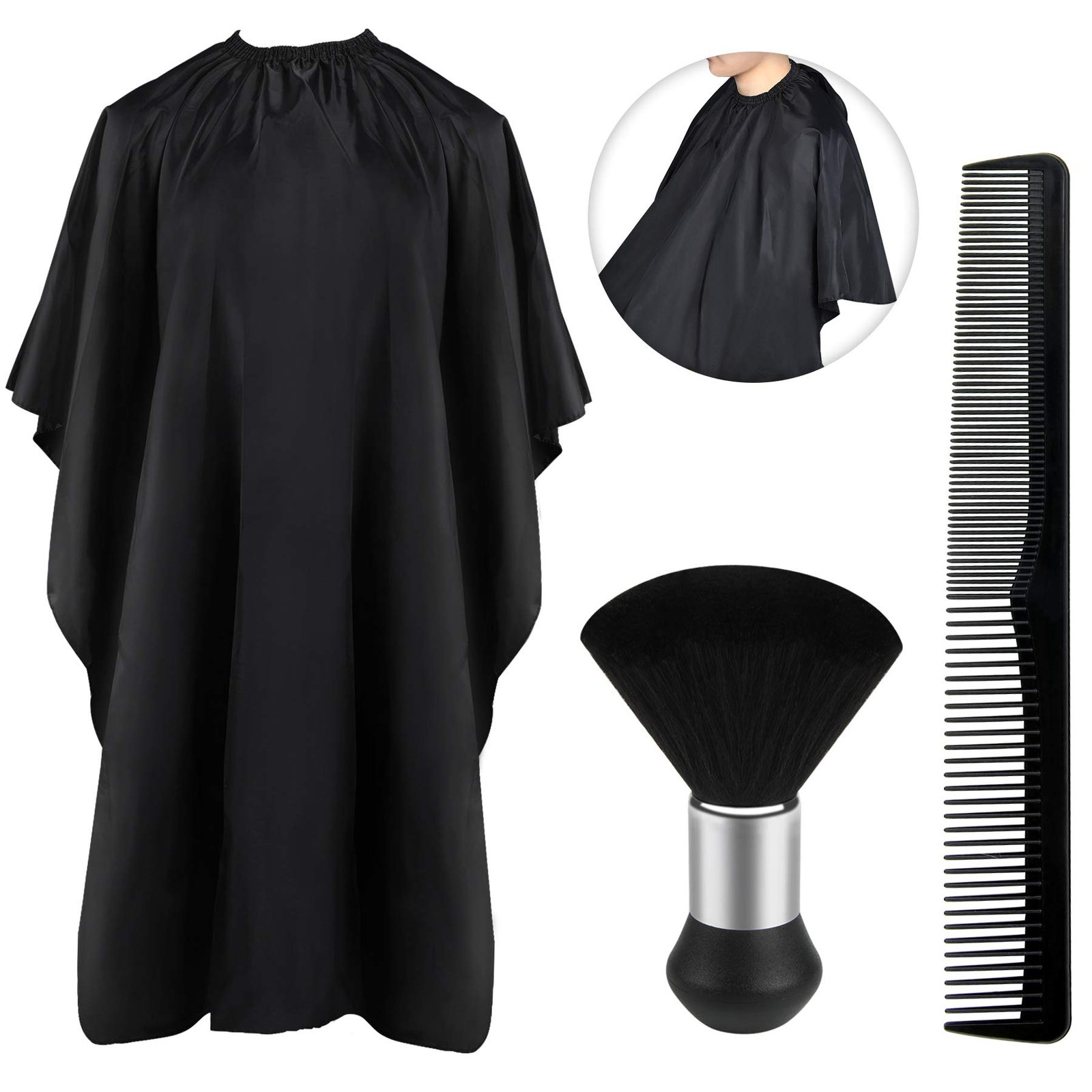 JANYUN Professional Hairdressing Cape with Neck Dust Brush, Hair Cutting Cape and Hairdressing Comb, Salon Accessories for Men and Women