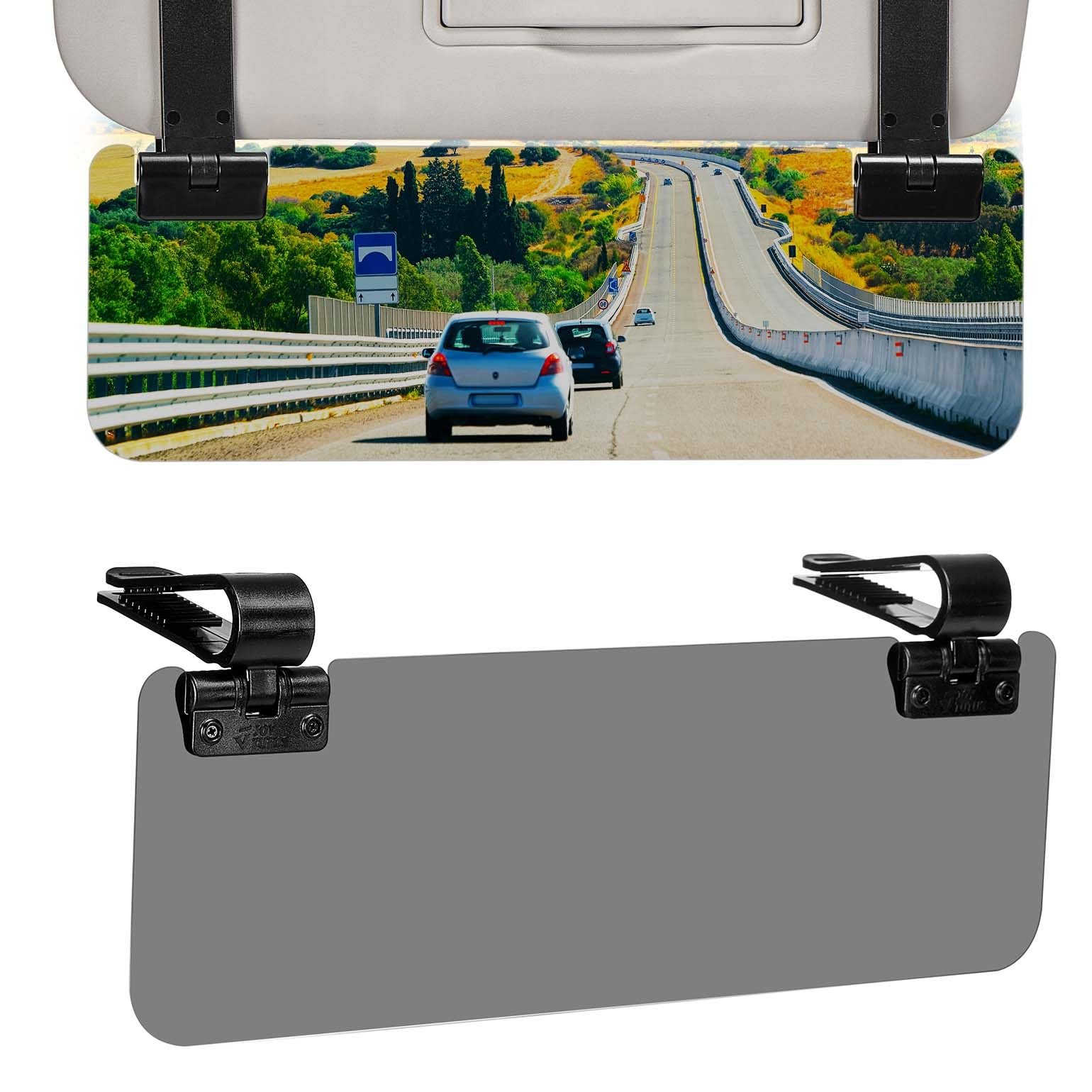 JOYTUTUS Sun Visor Extender for Cars, Polarized Sun Visor Extender Universal Sun Blocker UV400, Adjustable Visor Extension for Car Visor,Double-Clip,Anti Glare Stray Light