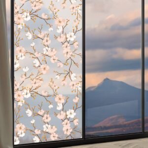 CVANU Privacy Window Film Printed Frosting Sticker Vinyl Sheets for Front Door/Bathroom/Sidelight/Small Windows – CV-Glass Film-16 (Multicolor, 12”x50”)