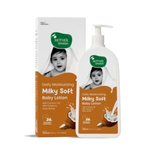 Mother Sparsh Milky Baby Lotion-400ML | Extra Gentle Moisturizer Hypoallergenic & pH balanced | With Milk Protein, Coconut Oil & Shea Butter | No Parabens, No Mineral Oil | Safe for Newborns