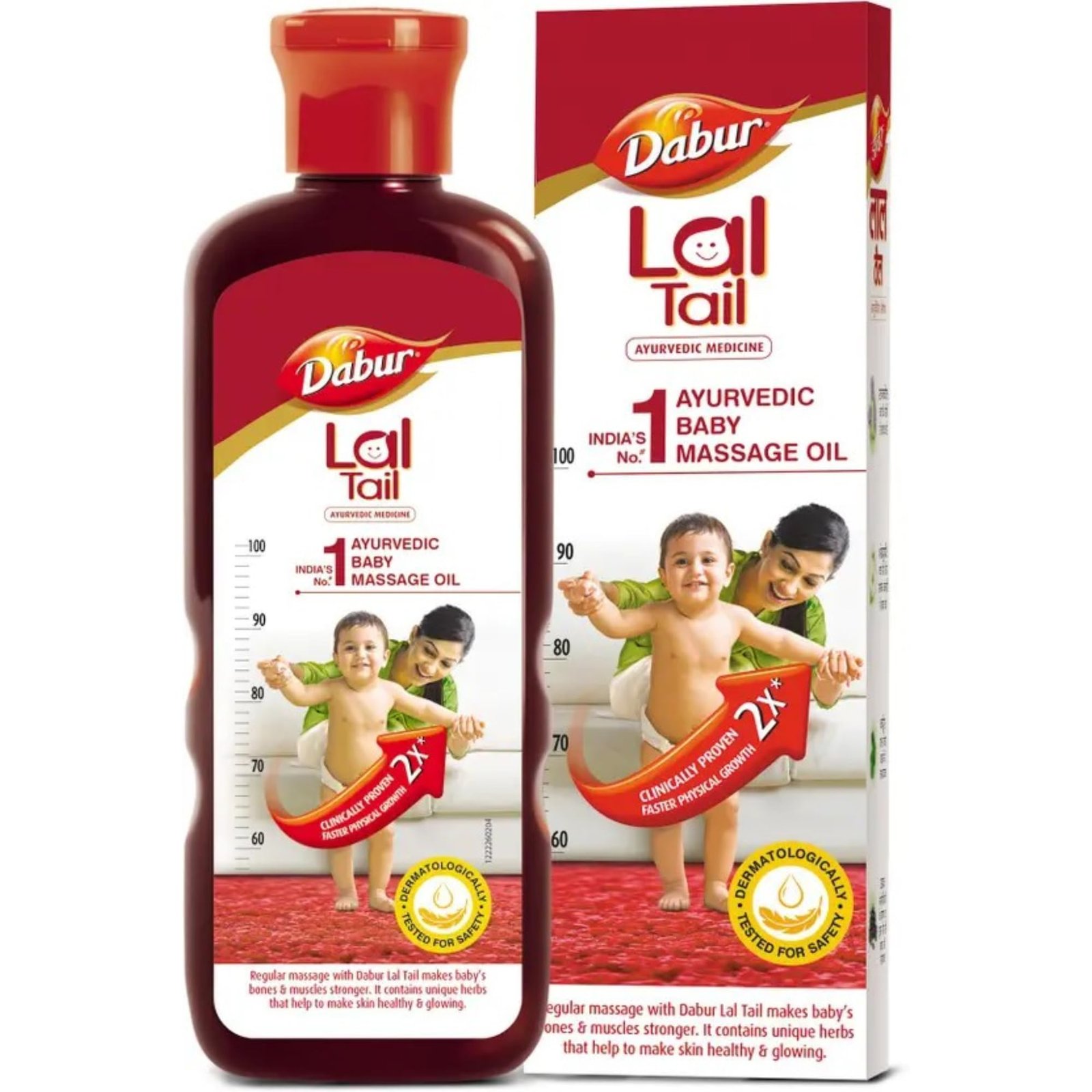 Dabur Lal Tail : Ayurvedic Baby Oil|Clinically Tested 2x Faster Physical Growth for Stronger Bones and Muscles- 200 ml