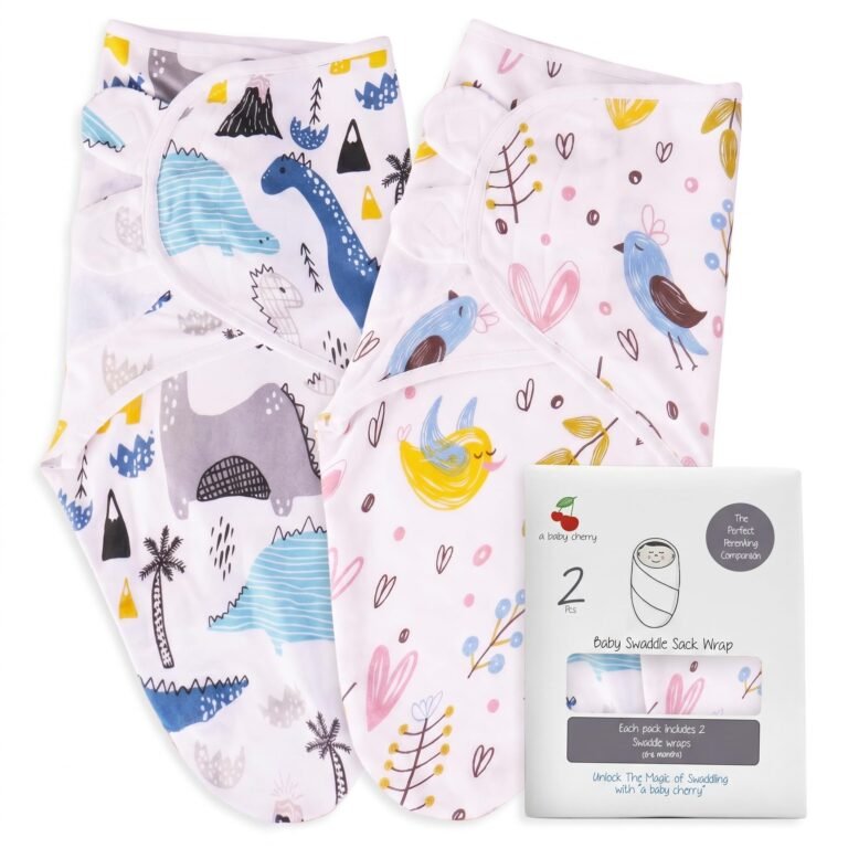 a baby cherry – Baby Swaddle Wrap for New Born || Adjustable Swaddle for New Born Baby || 100% Cotton Soft Baby Blanket for 0-6 Months – Pack of 2 (Multi-Color, 200 GSM)