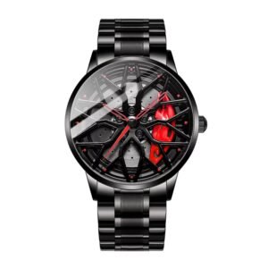 GOLDENIZE FASHION Branded Men’s Sport Quartz Watch Car Wheel Multicolour Dial Wheel Dial 360 Rotating Casual Fashion Stainless Steel Alloy Mens &Boy’s Luxury Metal Gift Creative Watch