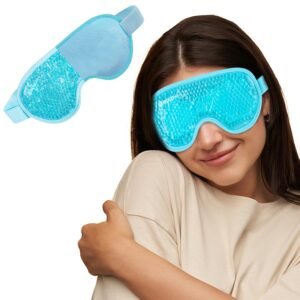 Premium Cooling Gel Eye Mask with Beads for Sleeping, Ice Pad Relief for Men & Women, Blue