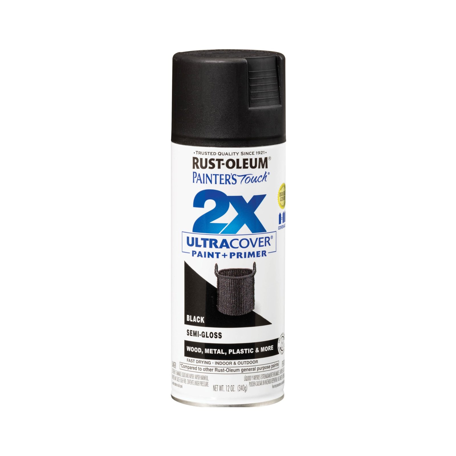 Rust-Oleum 249061 Painter’s Touch Acrylic Spray Paint for Plastic, Metal, Wood (Semi-Gloss Black – 340 Grams)