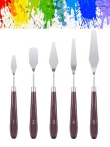 5 PCS Painting Knives Stainless Steel Spatula Palette Knife Oil Painting Accessories Color Mixing Set for Oil, Canvas, Acrylic Painting