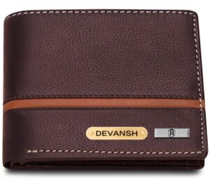 HORNBULL Men’s Personalized Wallet I Customized Slim Stylish Leather Purse with Name I Unique Birthday Gift for Men Boy Love Husband Brown
