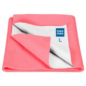 Mee Mee Reusable Water Proof Cotton Bed Protector Sheet/Extra Absorbent Mat/Dry Sheets/Urine Sheet/Dry Mat(Large, Rose Pink)(100CmX140Cm)