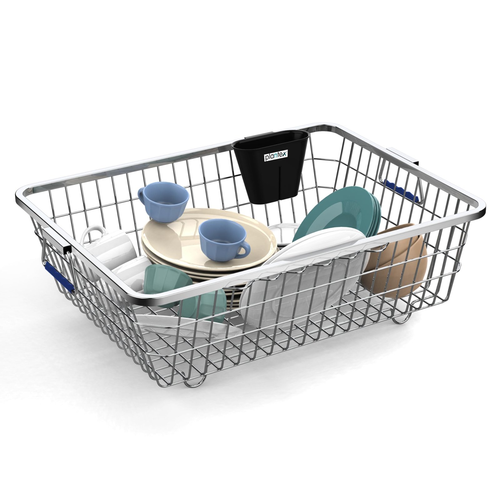 Plantex Stainless-Steel Dish Drainer Basket for Kitchen Utensils/Dish Drying Rack/Plate Stand/Bartan Basket (Large Size-64x47x20cm)
