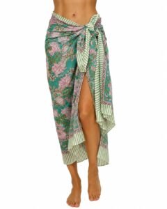Rastogi Handicrafts 100% Cotton Block Print Pareo Sarong Swimsuit Wrap Skirt Cover Up Long Women’s Apparel Fabric (73″ x 44″)