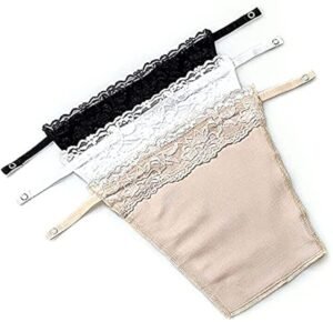 Shoppy Villa – Cotton Clip On Camisole for Women Mock Lace | Cleavage Cover | Deep Neck Cover Up Inners Cami Secret | Slip for Women Inner | Free Size | Set of 3