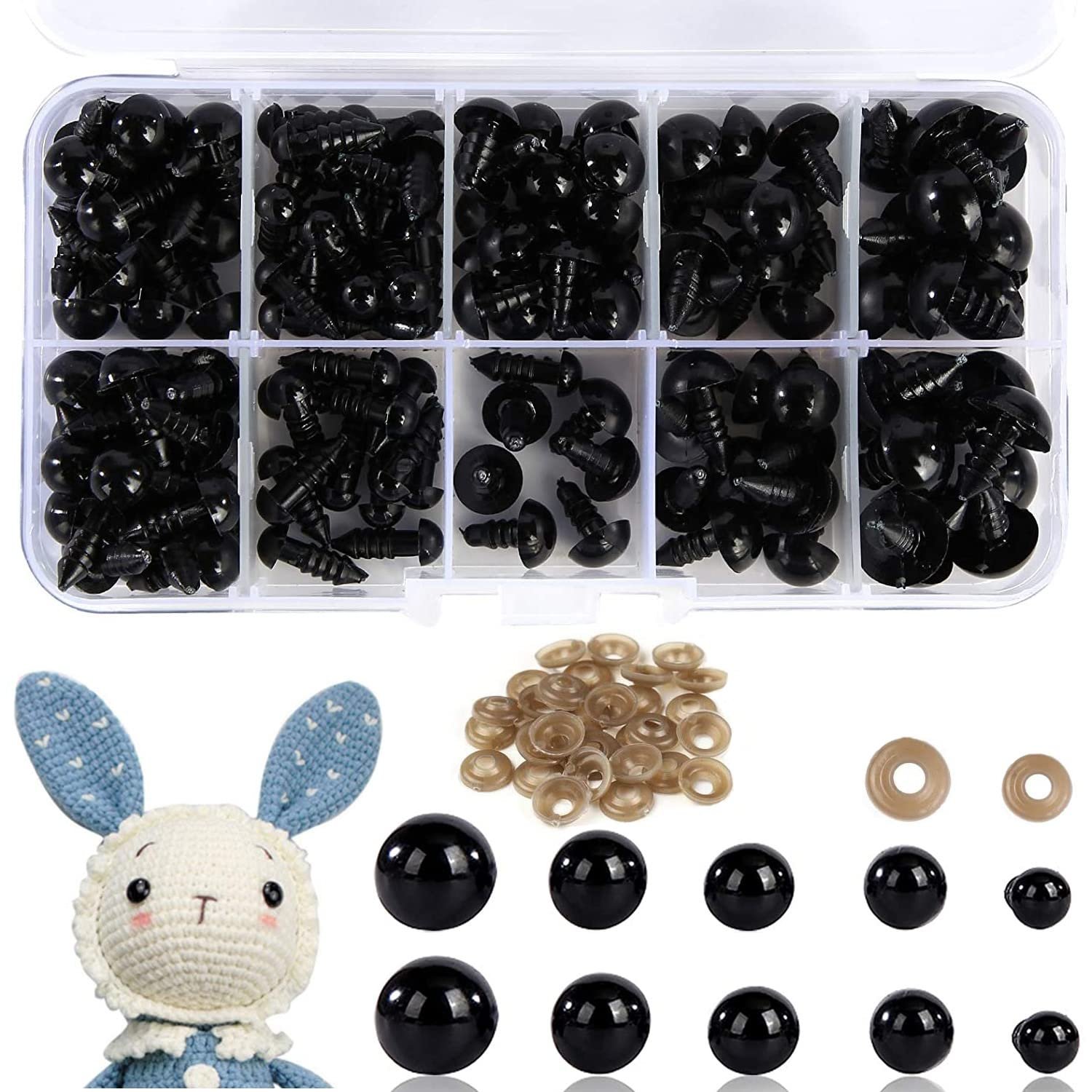 100pcs Pet Safety Eyes Crochet Eyes Plastic Button Eyes for Dolls Plush Teddy Bear DIY 6-12mm